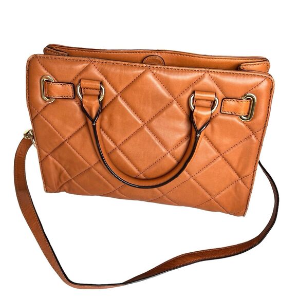 Michael Kors Quilted Shoulder Bag Carmel Tan Chain Multicompartment Handbag READ - Picture 4 of 16